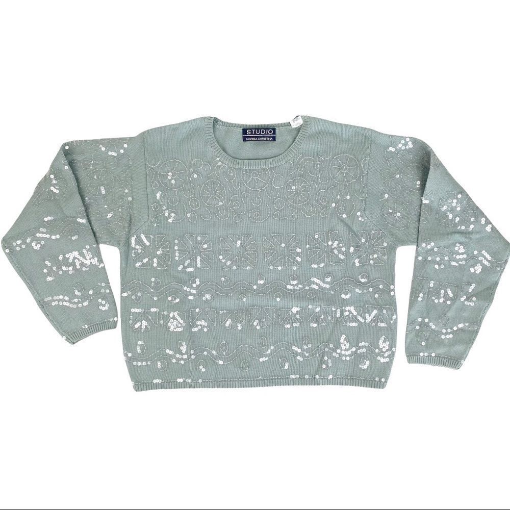 Vintage STUDIO Marisa Christina Sequin Geometrical Sweater